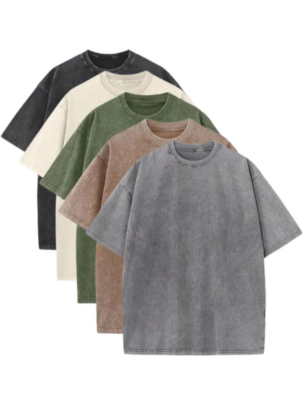 Unisex Cotton Crew T-Shirts Bulk Pack - Short Sleeve Vintage Tees in Mixed